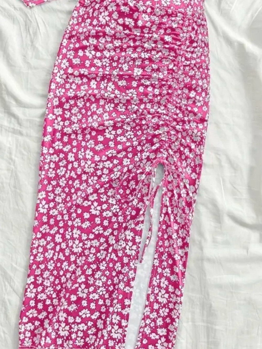 💓NEW Yozy Pink Floral Ruched Midi Skirt
